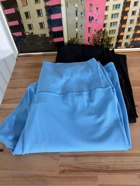 2 Aerie offline leggings. Black high rise long inseam L & blue xl 7/8 length